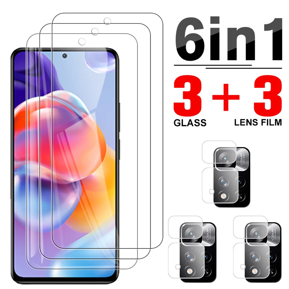 

6in1 Protective Glass Case For Xiaomi Redmi Note 11 Pro Plus 5G Lens Film For Xiamoi Redmi Note 11 Pro+ 11s 11 4G Tempered Glass