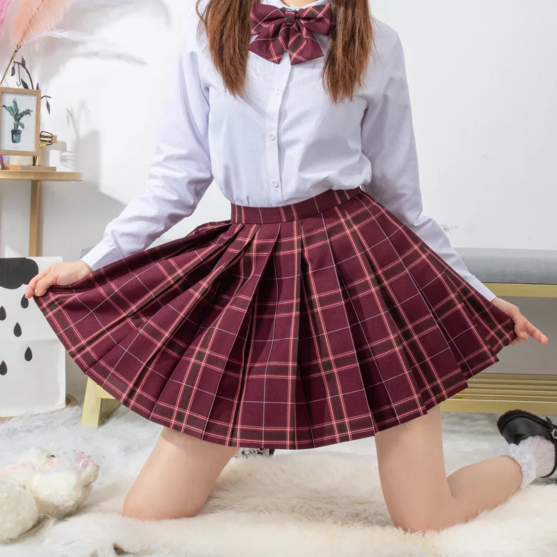 

Japanese Style Plaid Mini Skirts Fashion High Waist Above Knee Length Pleated Skirts Summer Ladies Tennis Sports Skirts