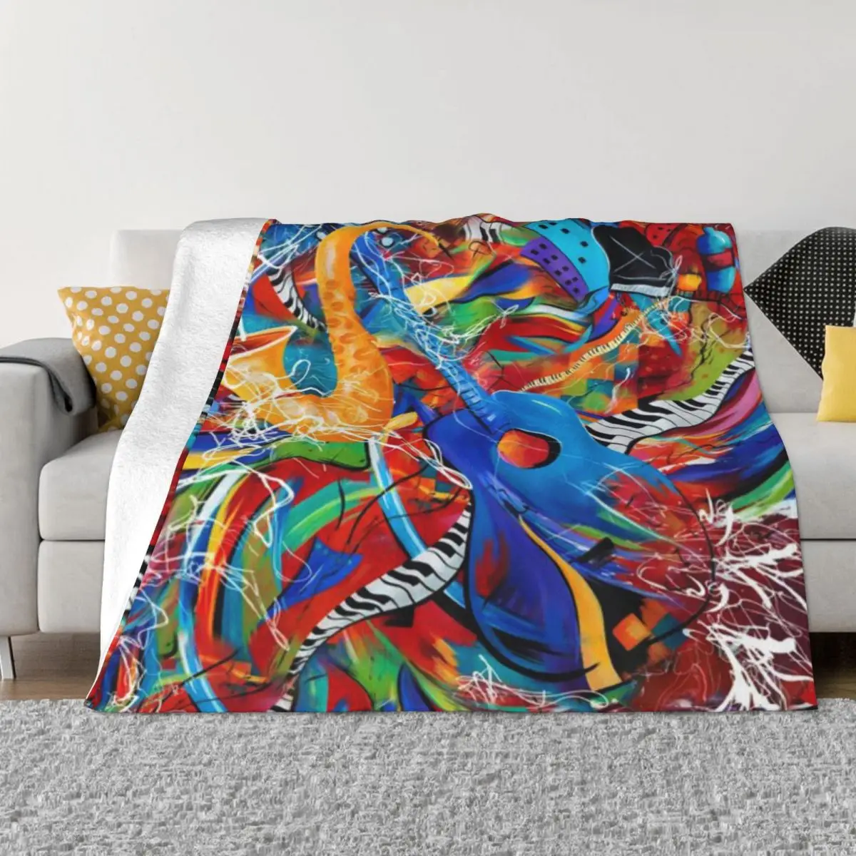 Абстрактная музыкальная картина одеяло из микрофлиса Juleez