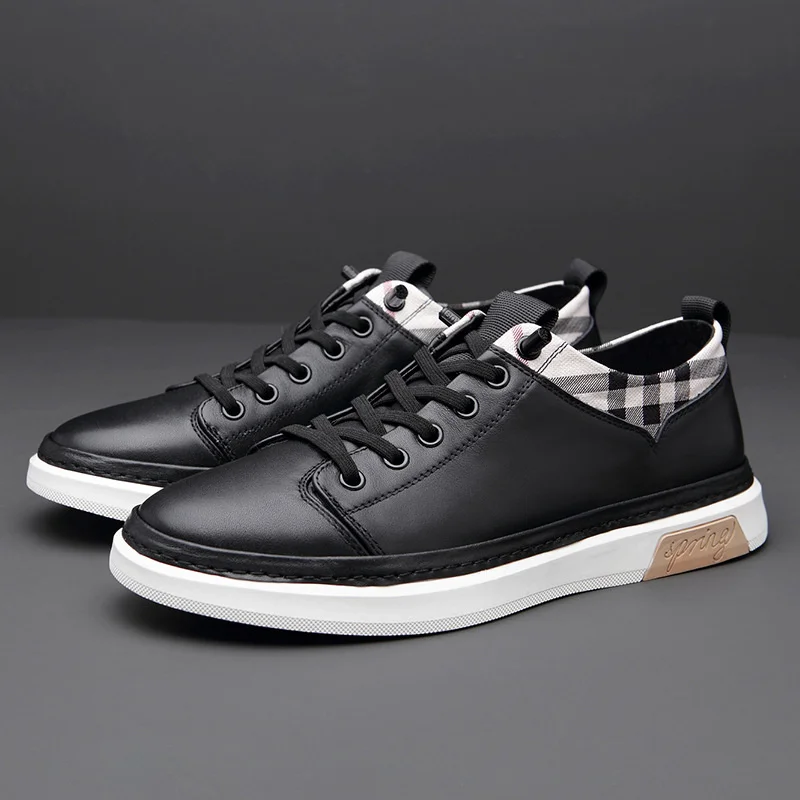 

Роскошная брендовая натуральная маленькая черная кожаная Новинка Весна 2023 корейская модная повседневная мужская обувь с мягкой подошвой