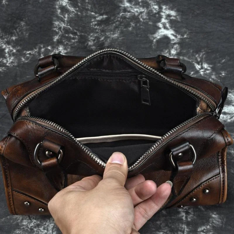 MOTAORA Vintage Women's Bag Handmade Handbags For Women Genuine Leather Shoulder Bags Luxury Designer Boston Bag Ladies Handbag