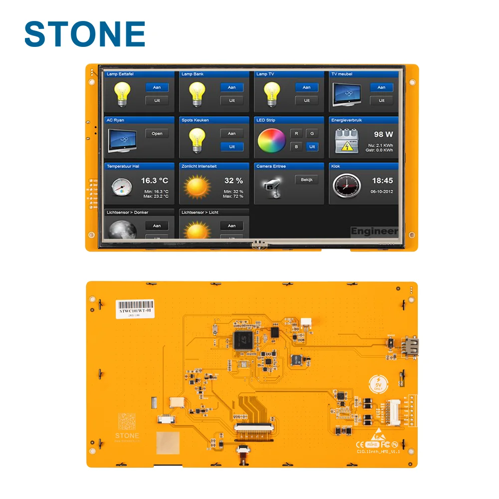 STONE 10.1 Inch Intelligent Industrial TFT LCD Module Smart Touch Screen Monitor 1024*600 with PCB Board and RS232 Interface