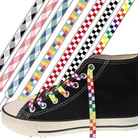 120cm 1pair shoelace fashion sneaker shoe lace colors checkered grid flat shoelaces shoestring printing ribbons shoelaces lacing