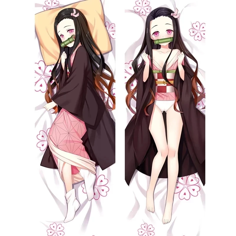 

Kamado Nezuko 50x160 Pillow Case Anime Cosplay Dakimakura Wife Hugging Body Bed Decorative Manga Demon Slayer Pillowcase Cover