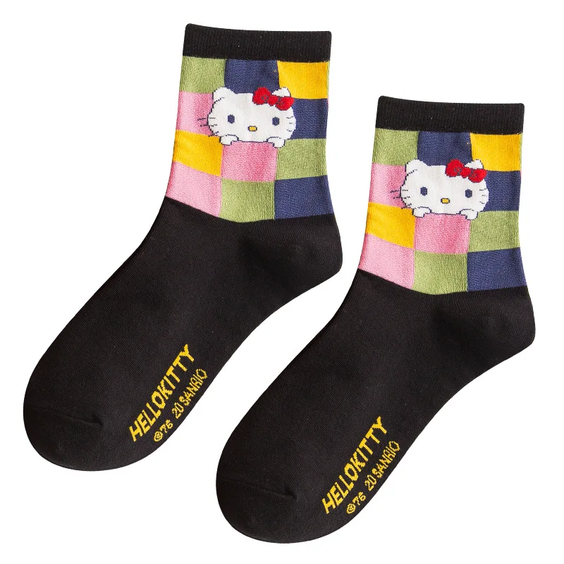 Новинка веселые смешные носки Hello Kitty из чесаного хлопка повседневные парные