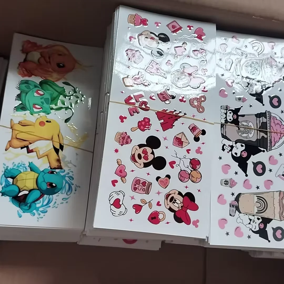 v Настроить свой дизайн 16 унций УФ DTF Cup Wraps Transfer Sticker для стеклянной бутылки Libbey