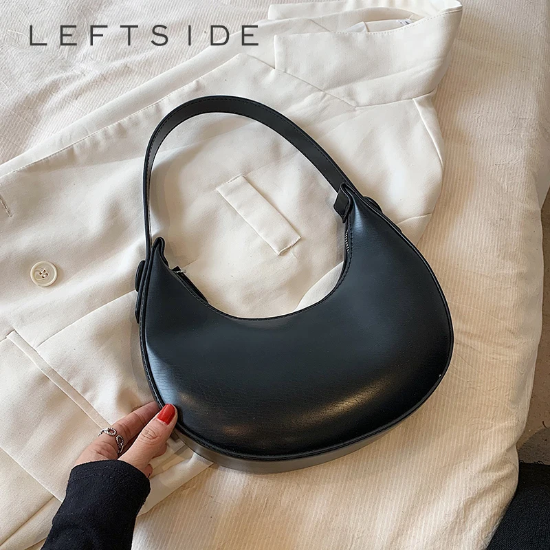 

LEFTSIDE Shoulder Bags for Women PU Leather Female New 2023 Trend Winter Fashion Simple Saddle Bag Handbag Small Underarm Bags