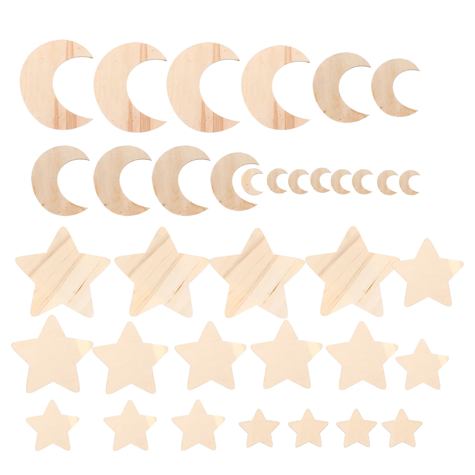 

Wood Unfinished Moon Crafts Wooden Blank Mubarak Eid Cutouts Star Cutout Slice Plaques Sign Shapes Pieces Ornaments Unpainted