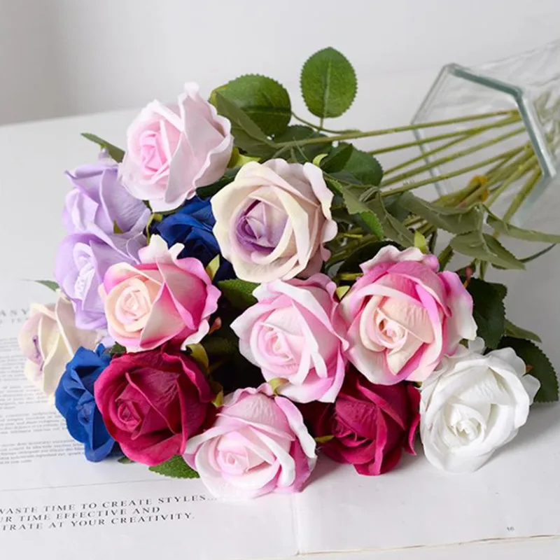 

Fake Rose Bouquet Vases for Home Decoration Accessories Wedding Decorative Plants Bridal Clearance Floristics Artificial Flowers