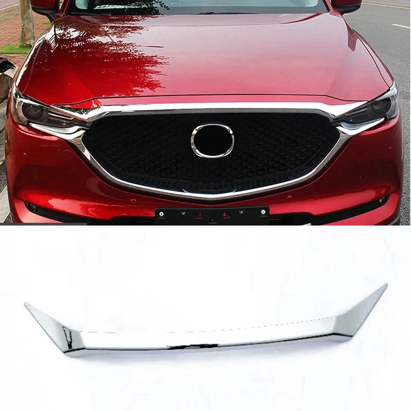 

Для Mazda CX-8 CX8 CX-5 2017-2022 ABS Хромированная красная Передняя решетка гриль крышка двигателя отделка Внешнее украшение автомобильные аксессуары