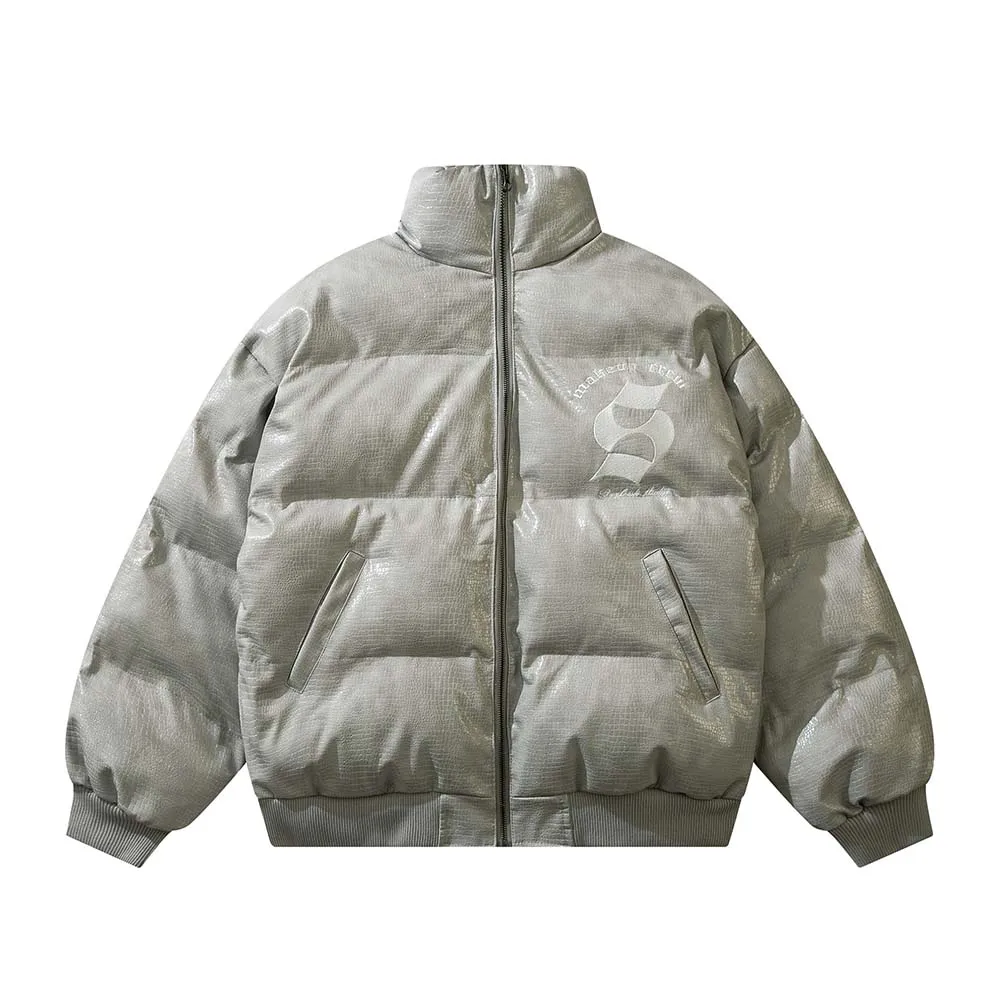 Letter Embroidery Parka Jacket Men Streetwear Hip Hop Cotton Padded Thick Warm Puffer Parka Coats 2022 Harajuku dropshipping