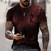 3d printing poker k t shirt for men oversized personality fashion short sleeve texture branded creative custom cool punk tops