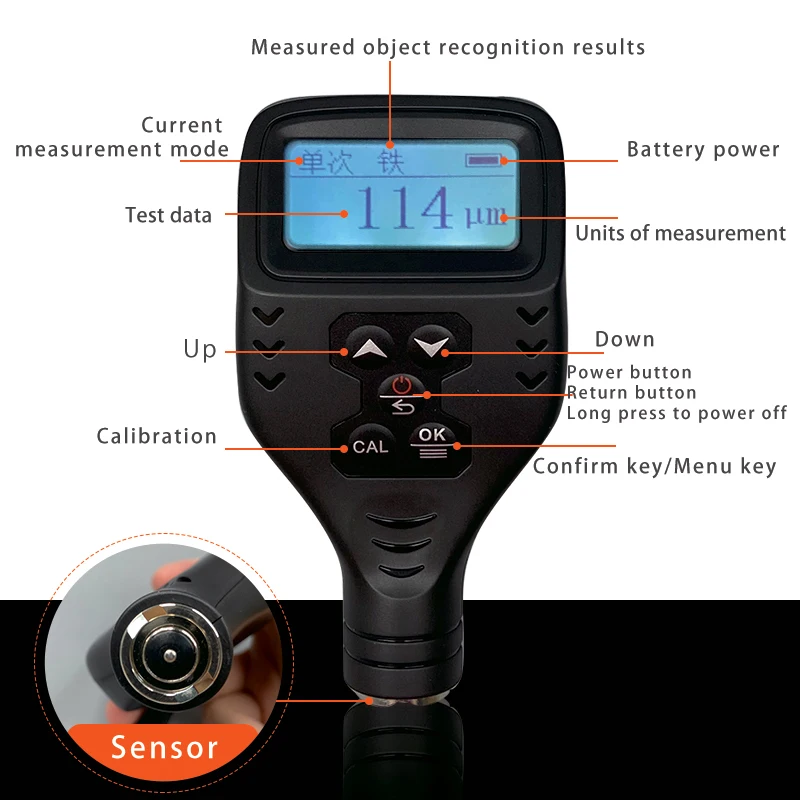 TM221 Цифровой автомобильный толщиномер краски Детектор толщины пленки