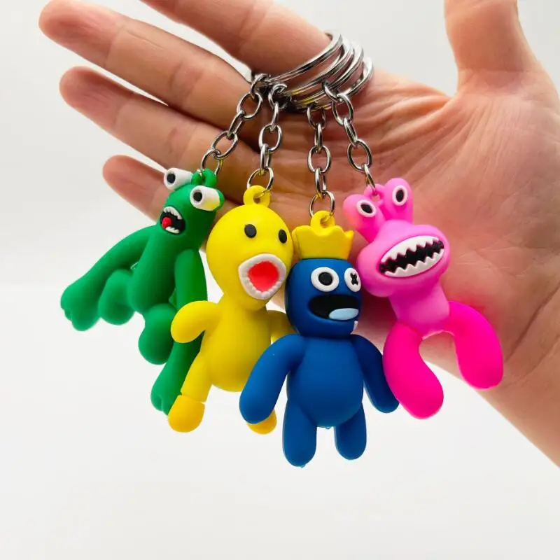 

2023 New Creative Trend Cute Rainbow Friends Keychains Blue Green Monster Car Key Chains Kawaii Anime Toys Kids Women Best Gift