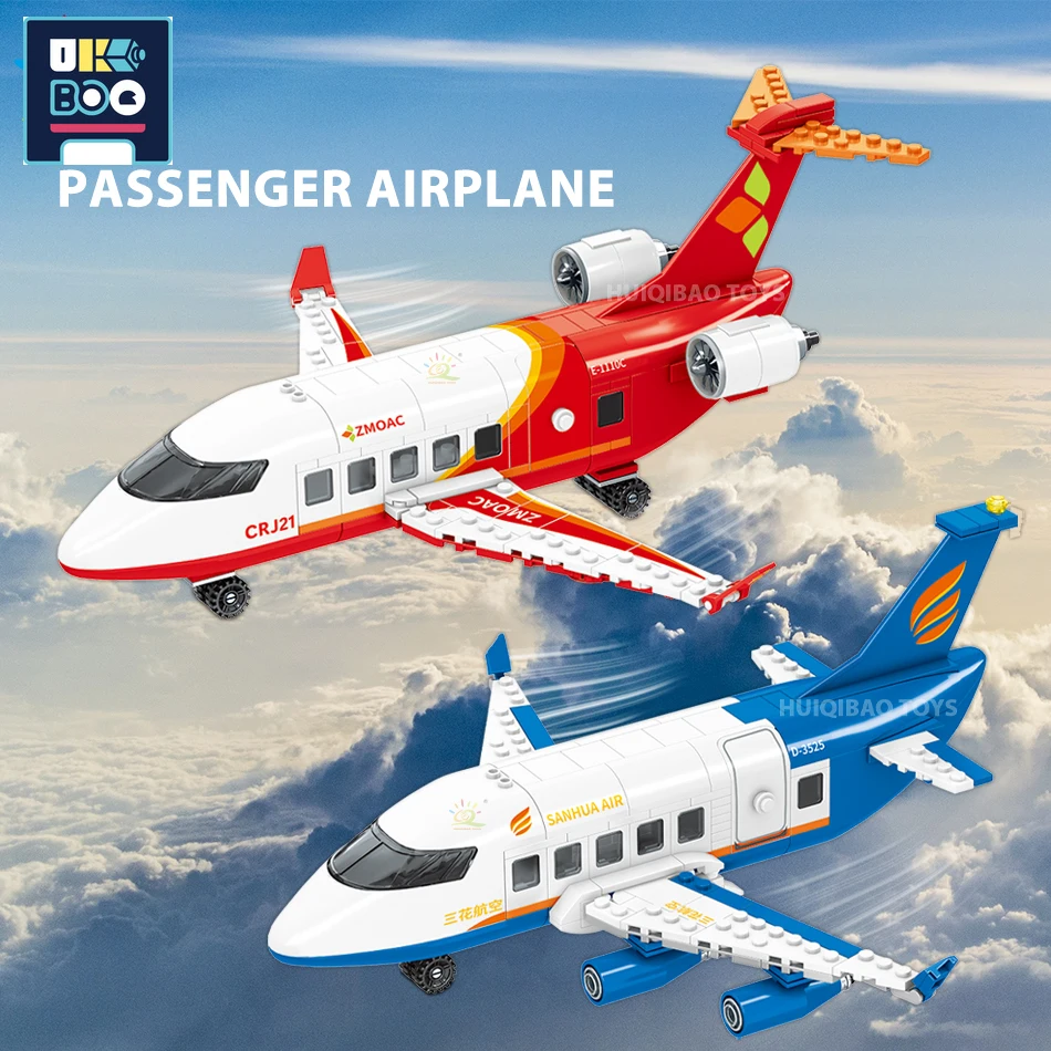 

UKBOO City Airplane Model Building Blocks International Passenger Freight Cargo Plane Brick Construction Toys for Children Gifts