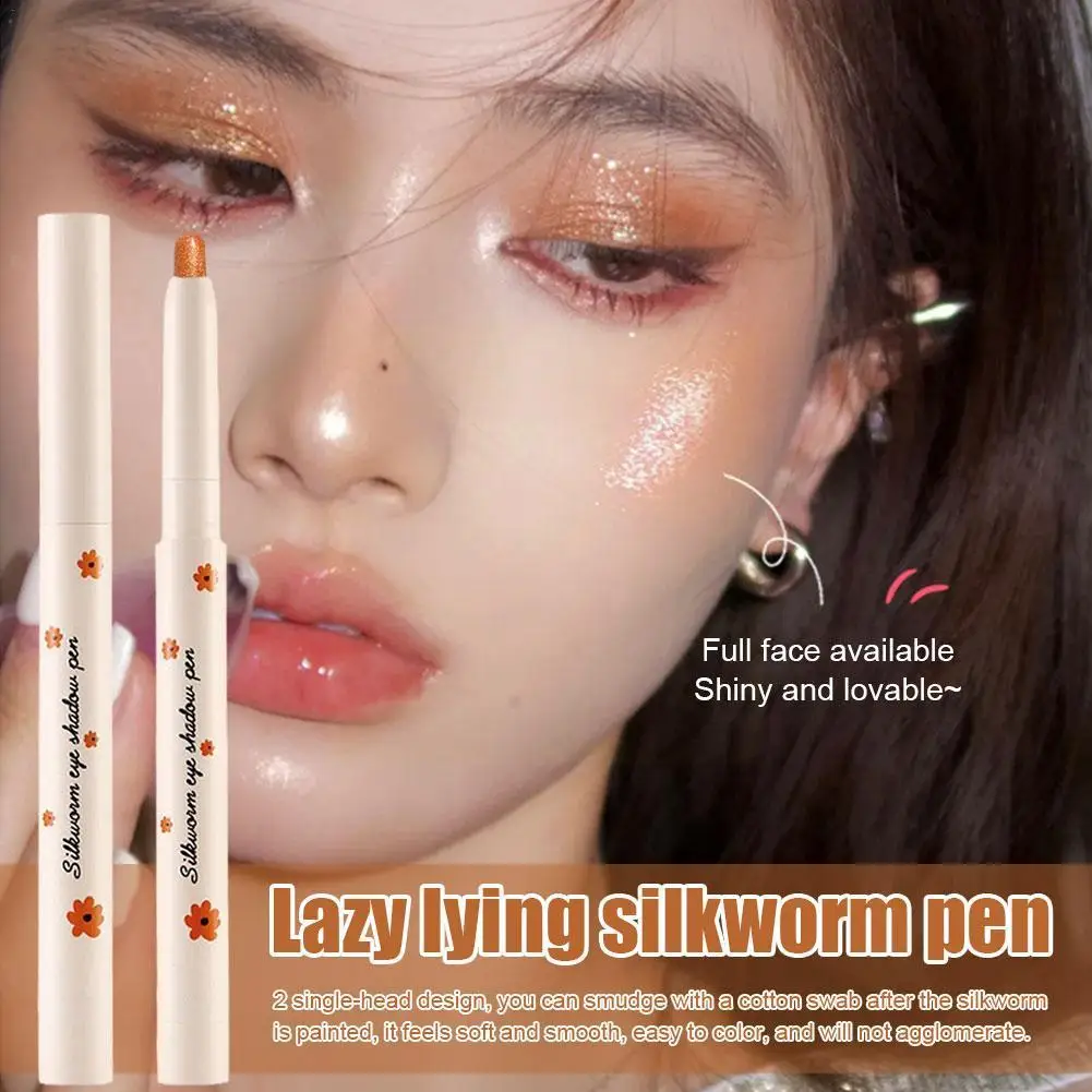 

5color Glitter Silkworm Pen Lazy Person Lying Silkworm Shining Highlighter Shadow Pen Eye With White Brightening Pen Pearl M5X3