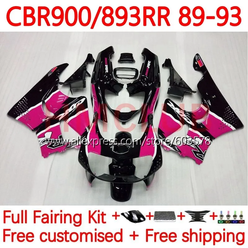 

Body For HONDA CBR893RR CBR 893RR CBR900 CBR893 RR 1989 1990 1991 1992 1993 CBR900RR 89 90 91 92 93 Fairing 119No.24 pink glossy