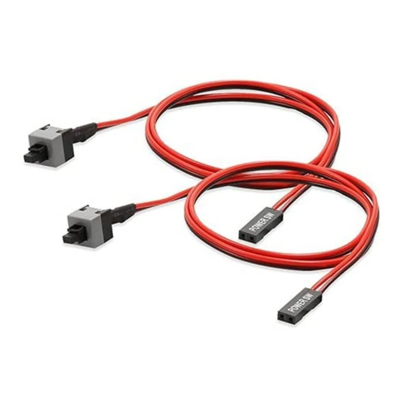 

41QA 2 Pack 2 Pin SW PC Power Cable on/off Push Button Computer Switch Wire 50cm