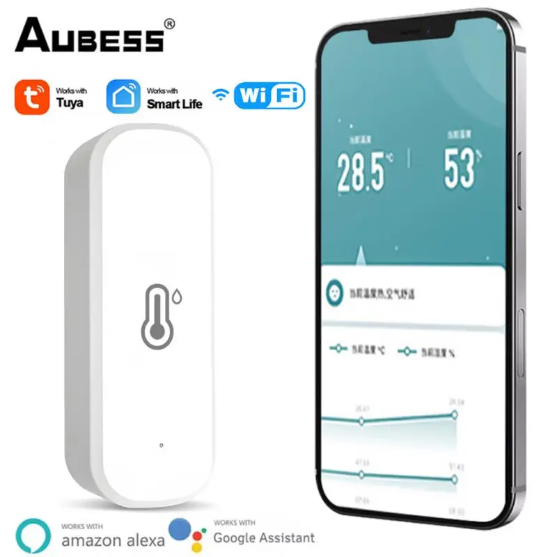 

Умный датчик температуры и влажности Tuya Wi-Fi/ZigBee, датчик температуры для умного дома, работает с Alexa Google Assistant Smart Life