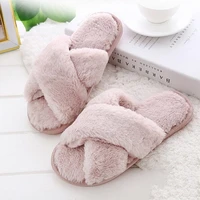 women home slippers winter warm shoes woman slip on flats slides female faux fur slippers wholesale slippers