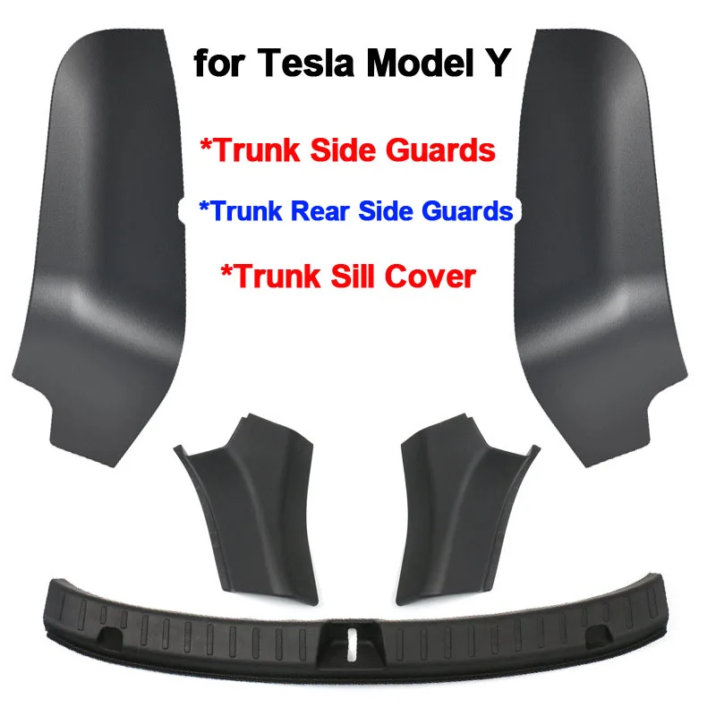 

Trunk Side Guards for Tesla Model Y 2022 Accessories TPE Protective Trunk Sill Bar Cover Fluff Surface Corner Anti-kick Shell