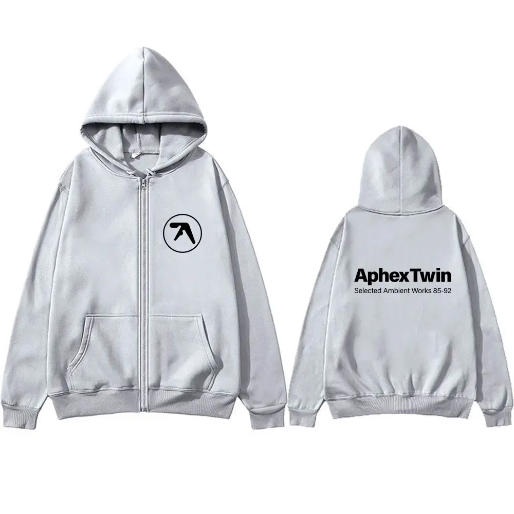 Фото Singer Aphex Twin Selected Ambient Works 85 92, толстовка на молнии с логотипом альбома для мужчин и женщин, модная уличная одежда, мужская винтажная куртка на молнии №5