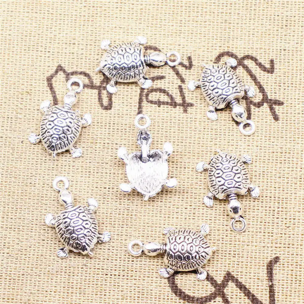 

Подвеска в виде черепахи для ювелирных изделий, подвески и ожерелья, аксессуары для женщин 14 х23 мм, античное серебро, 20 штук