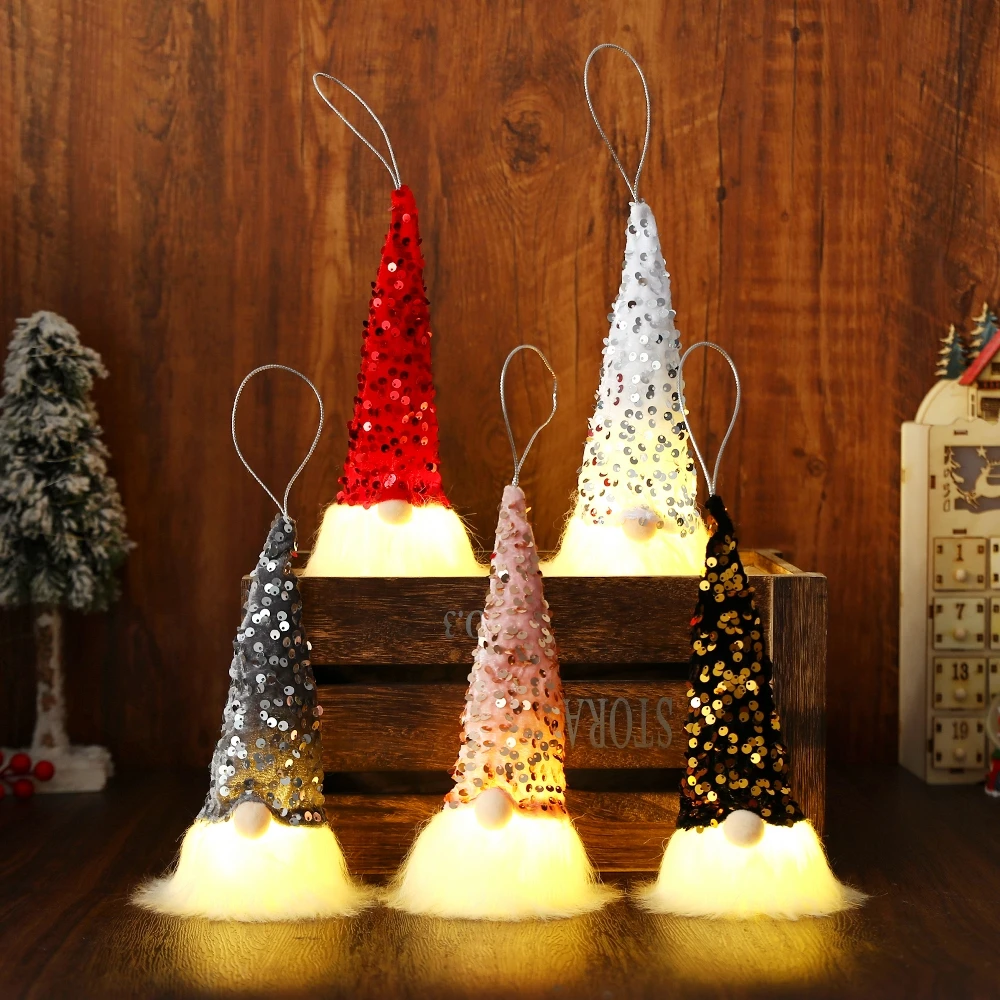 Светящийся гном Счастливого Рождества безликая кукла подвеска на