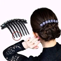 vintage crystal rhinestones flower hair combs 7 toothed updo hair clips for women hairpins girls bridal wedding hair accessories