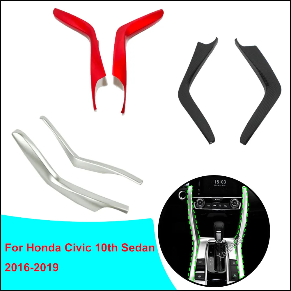 

Car ABS Chrome Interior Middle Front Shift Stall Paddle Cup Lamp Trim Hoods 2pcs For Honda Civic 10th Sedan 2016 2017 2018 2019