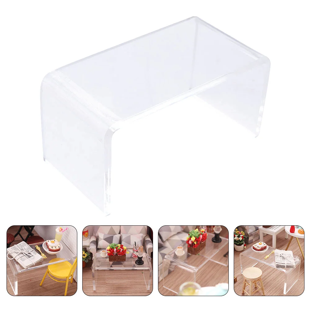 

Tea Table Model Decor Transparent Tea Table Mini House Decor Doll House Accessories