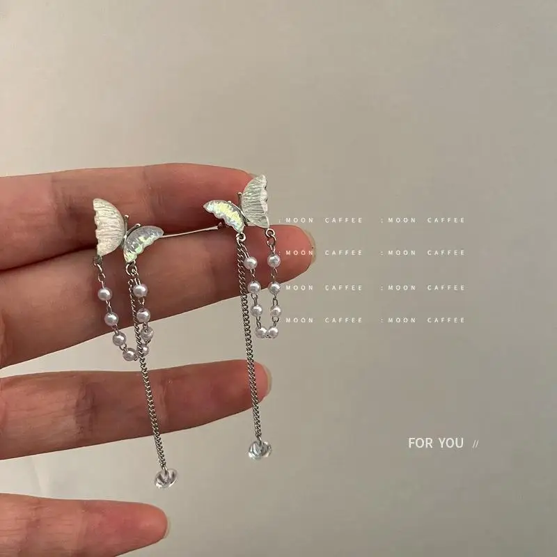 Серьги-клипсы Koeran с жемчужинами, бабочками и кисточками, без пирсинга, 2022