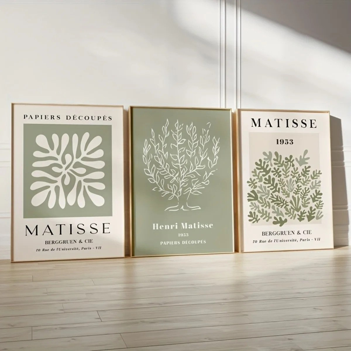 

Набор из 3 абстрактных зеленых растительных принтов Матисса