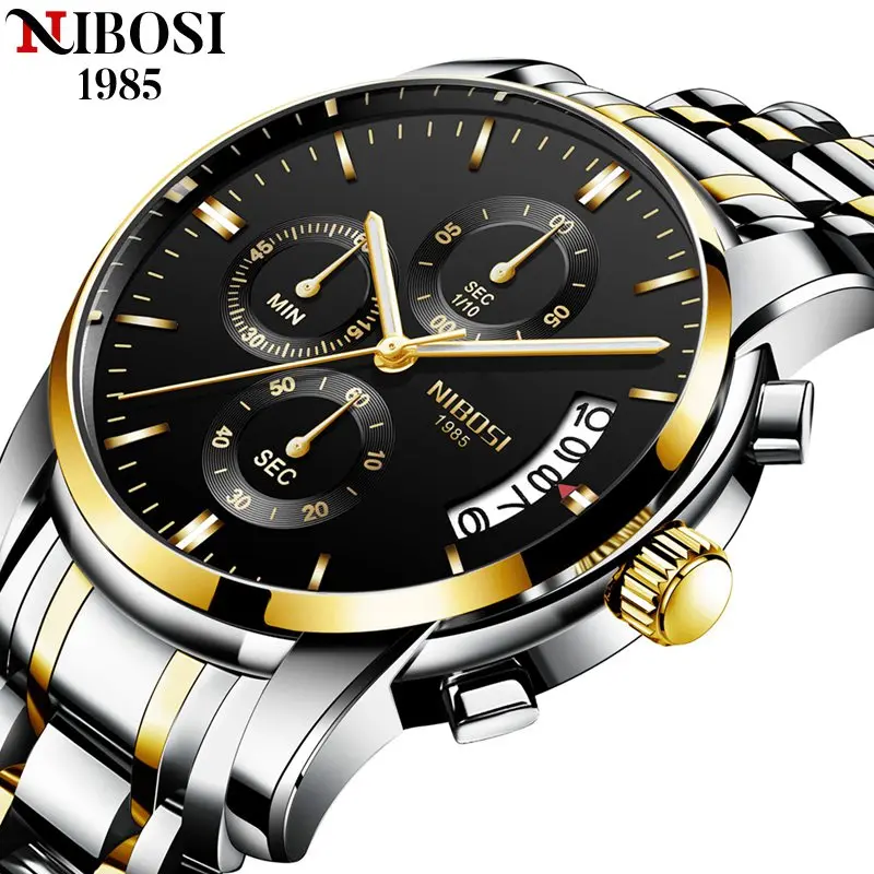 

NIBOSI Mens Watches Top Brand Luxury Business Chronograph Sport Watch Men Military Men Watch Quartz Clock Saat Relogio Masculino