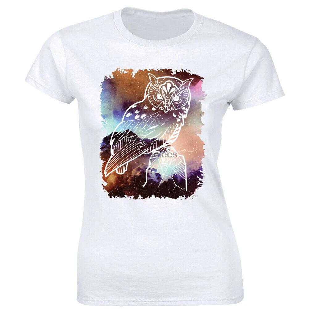 Женская футболка с принтом космической галактики совы |