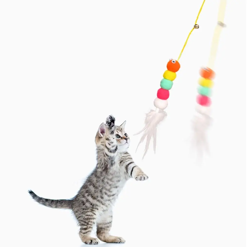 

1PC Cat Toy Training Toy With Bell Indoor Play Exercise Kitten Cats Teasing Stick Cat Teaser Wand Chew Rod Pet Supplies