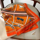 2022 Роскошная Весенняя шелковая квадратная бандана, шарф, дизайнерские маленькие шали с принтом лошадей, повязка на голову, платок, шарфы, шейный платок Bufanda