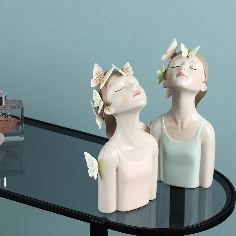 

Modern Butterfly Girl Resin Sculpture Decoration Girl Heart Princess Room Home Decoration Fairy Statue Valentines Day Gift fairy