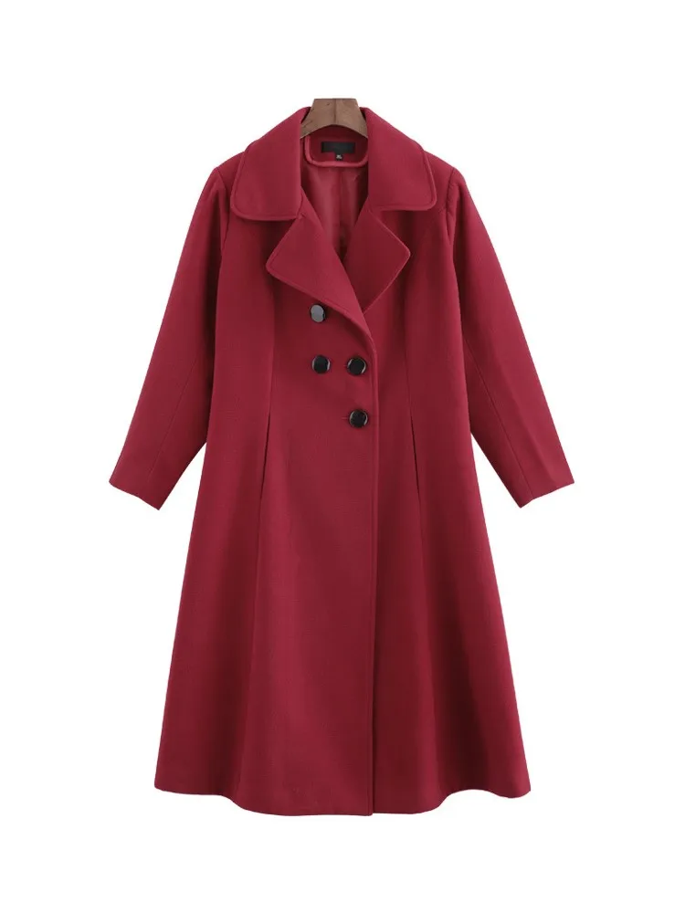 Plus Size 10XL 9XL 8XL 4XL Women's Autumn Winter Woolen Jacket Female Long Woolen Double Breasted Coat Ladies Winter Coats