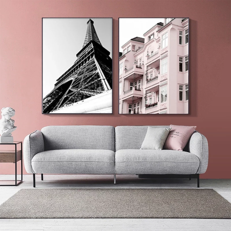 Настенный постер с изображением розового пиона башни Парижа римских окон