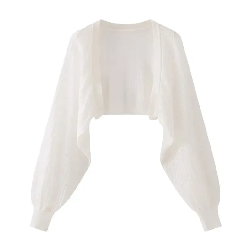 Французский Ледяной Шелковый Вязаный Кардиган Женская Летняя Тонкая Куртка Топ