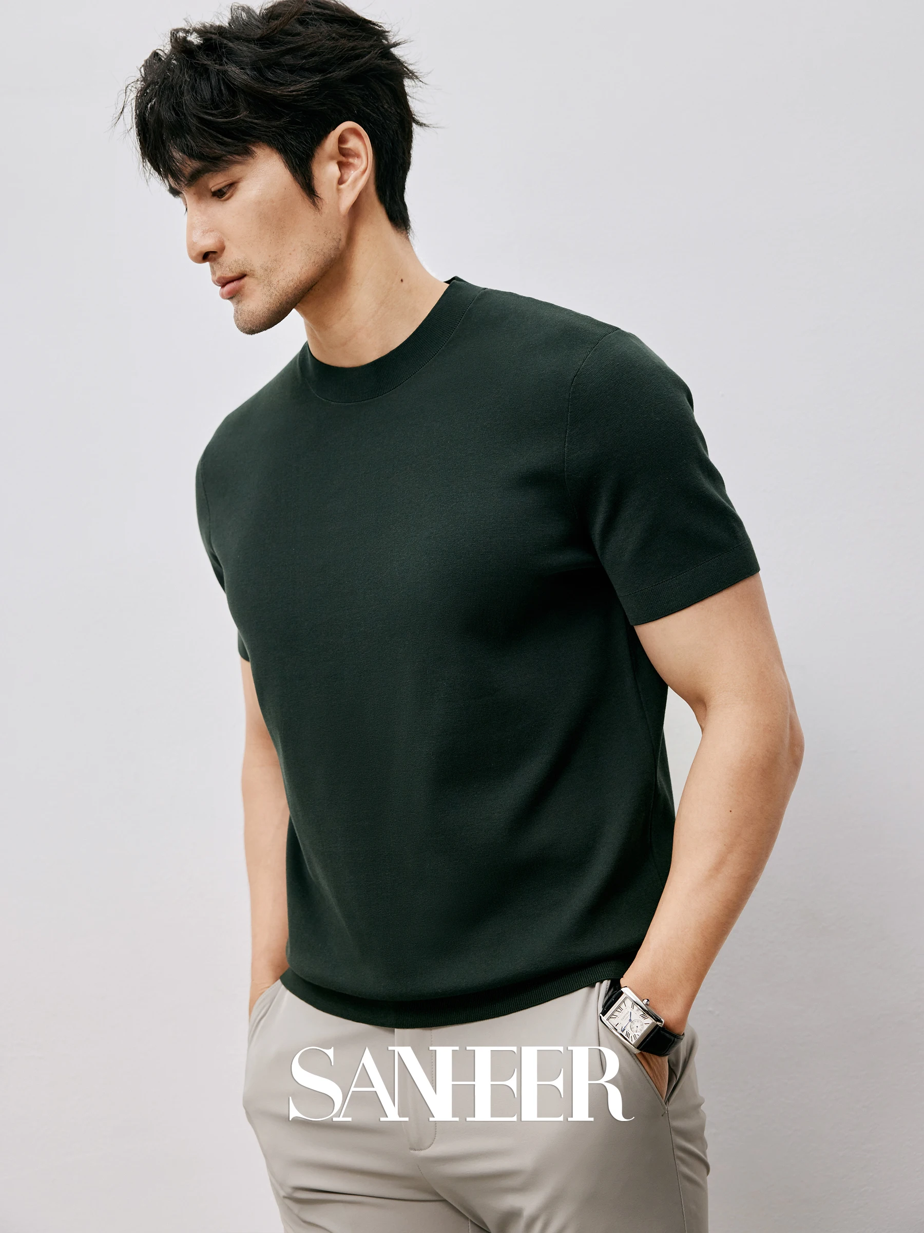 Итальянская футболка Old Money высокого класса 20S длинноволокнистая хлопковая