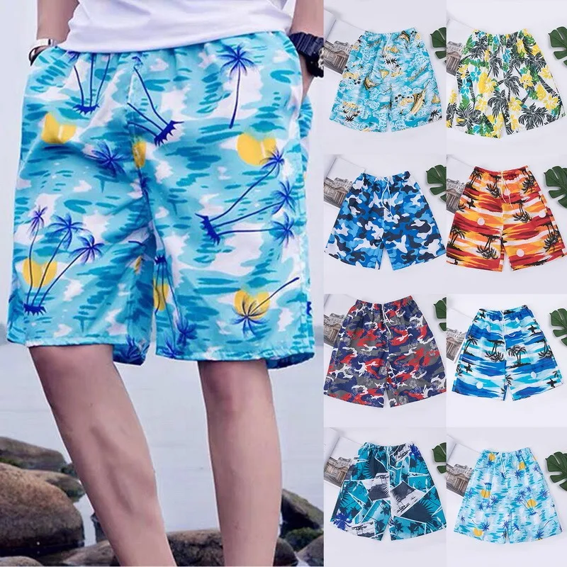

2022 New Fashion Men Casual Short Pant Wide Printed Beach Casual Men Short Trouser Pants Daily Comfy Seaside Swim Shorts Men