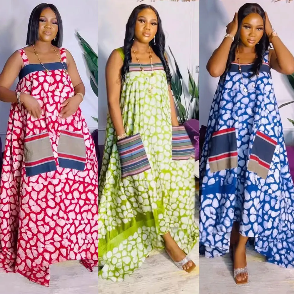 Женское длинное платье на бретелях-спагетти повседневное свободное винтажное