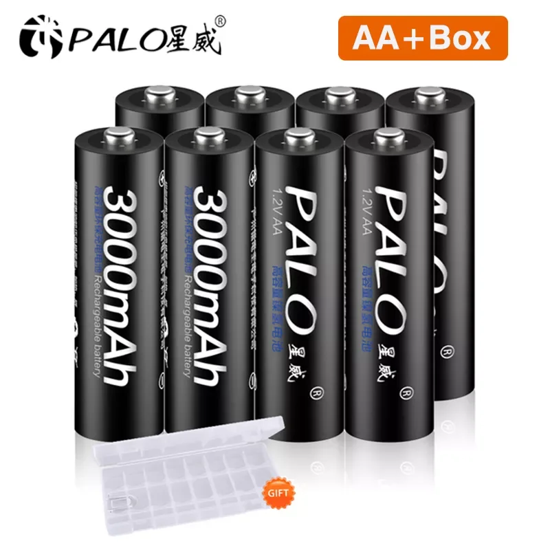 

PALO AA Rechargeable battery aa 1.2v Ni-MH AA Batteries Rechargeable Battery 2A batteria for Led flashlight battery Wholesale