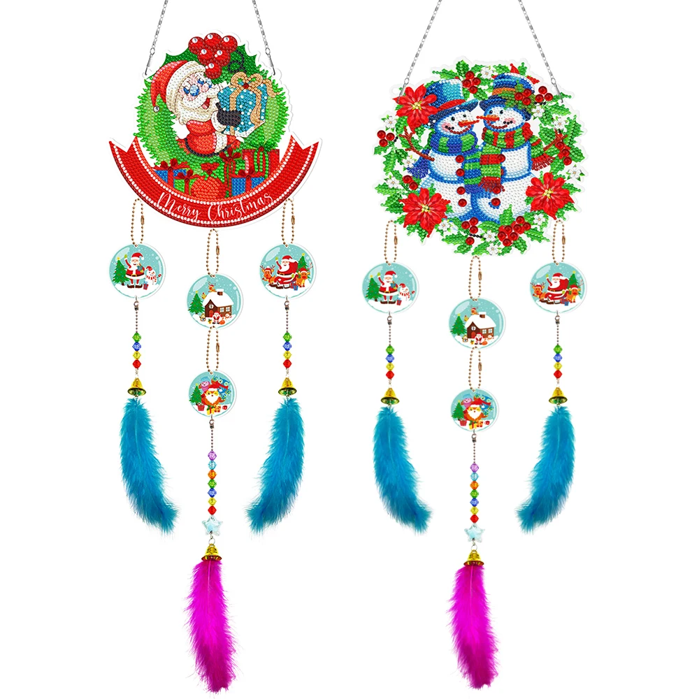 

Christmas DIY Diamond Painting Dream Catcher Wind Chimes Hanging Ornament Pendant Diamond Embroidery Mosaic Kit Home Decoration