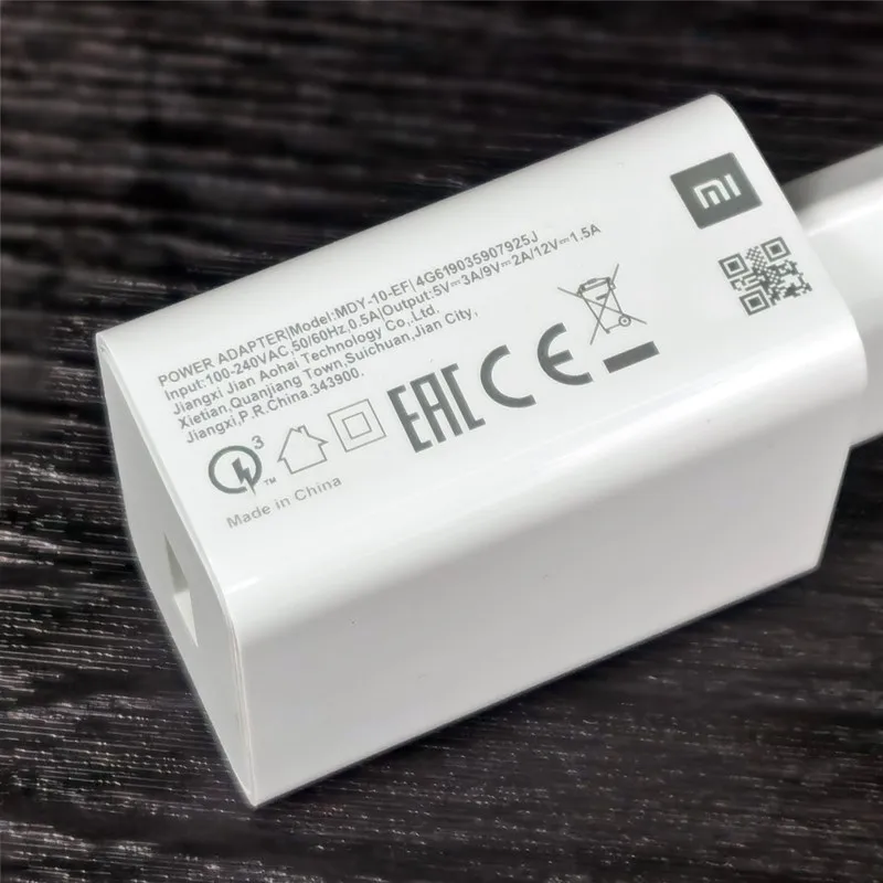 18W Fast Charger Xiaomi EU Adapter Original QC 3.0 Quick Charge Genuine Usb Type C Cable For Redmi Note 7 8 Pro 9s 10 POCO M3 MI