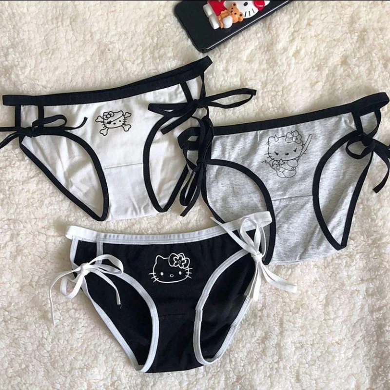 

3Pcs Sanrio Cute Kawaii Hellokitty Y2K Cartoon Underwear Girl Pure Cotton Anime Briefs Sexy Thong Pants Jk Woman Lingerie Gift
