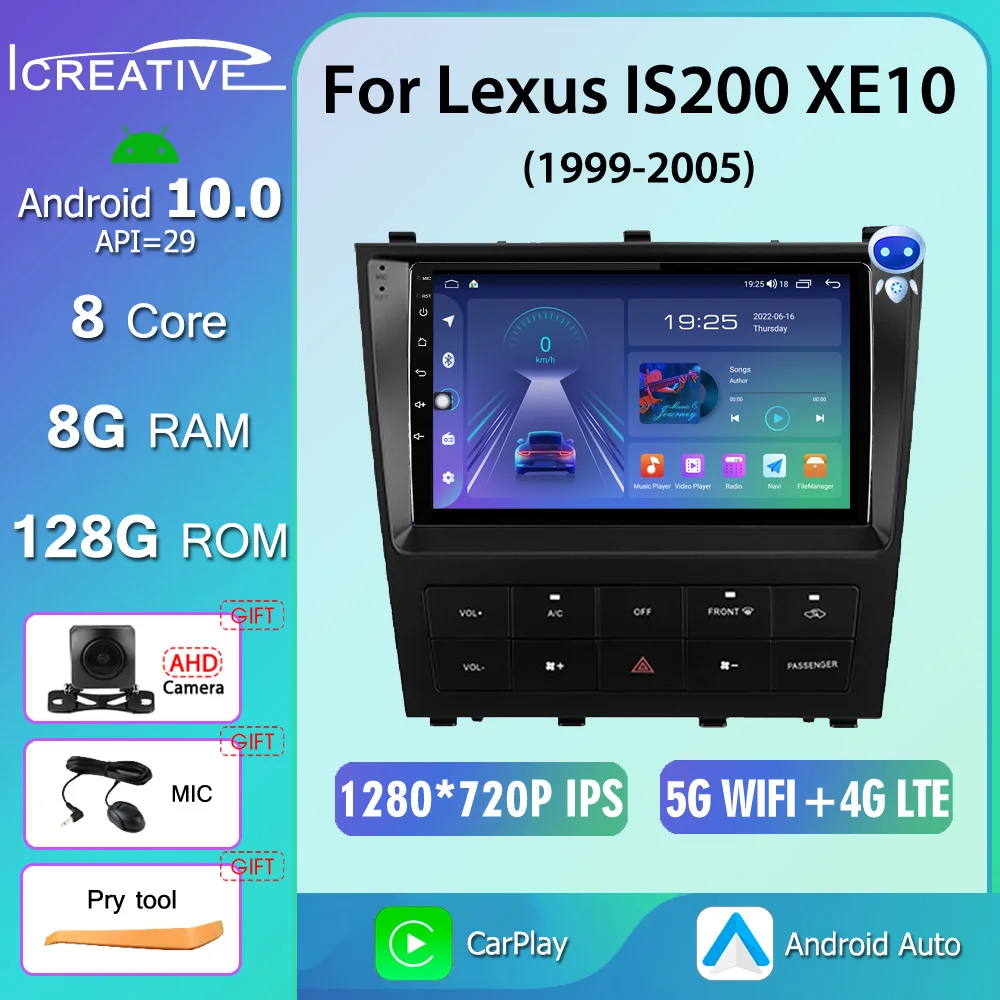 T13 QLED Android 10.0 Car Radio For Lexus IS200 XE10 1999 - 2005 For Toyota Altezza XE10 1998 - 2005 Multimedia Video Player GPS