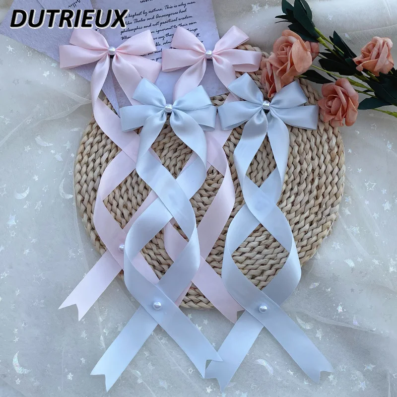 

Japanese-Style Hair Clips for Girls Mass Production Mine Headdress Double Long Bow Barrettes JK Girls' Hair Accessories Women